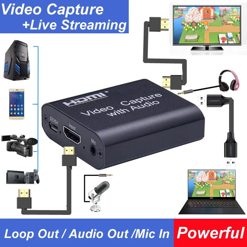 Карта видеозахвата 4K HDMI на USB 2 0 3 с выходом Loop Out коробка для записи видео ПК игр