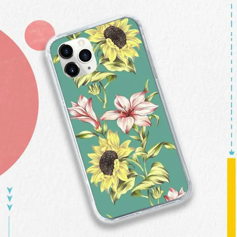 

Retro Colorful Flower Leaf pattern Phone Case for iPhone 11 12 mini pro XS MAX 8 7 6 6S Plus X 5S SE 2020 XR