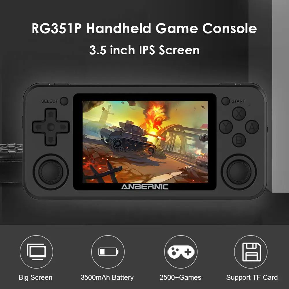 

Powkiddy RG351P портативная игровая консоль 3,5-дюймовый IPS Экран двойной рокер система Linux PC корпус PS1 N64 игры коробкой детские подарки