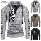 Мужской зимний трикотажный свитер на молнии, с открытым воротником и карманами