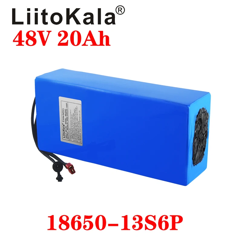 

LiitoKala 18650 48V 20ah 13s6p Lithium Battery Pack 48V 20AH 1000W electric bicycle battery Built in 20A BMS T XT60 plug