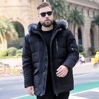 winter fashion mens duck down overcoat with fox fur collar hooded male warm parkas jacket green black 5xl 6xl 7xl 8xl 9xl 10xl