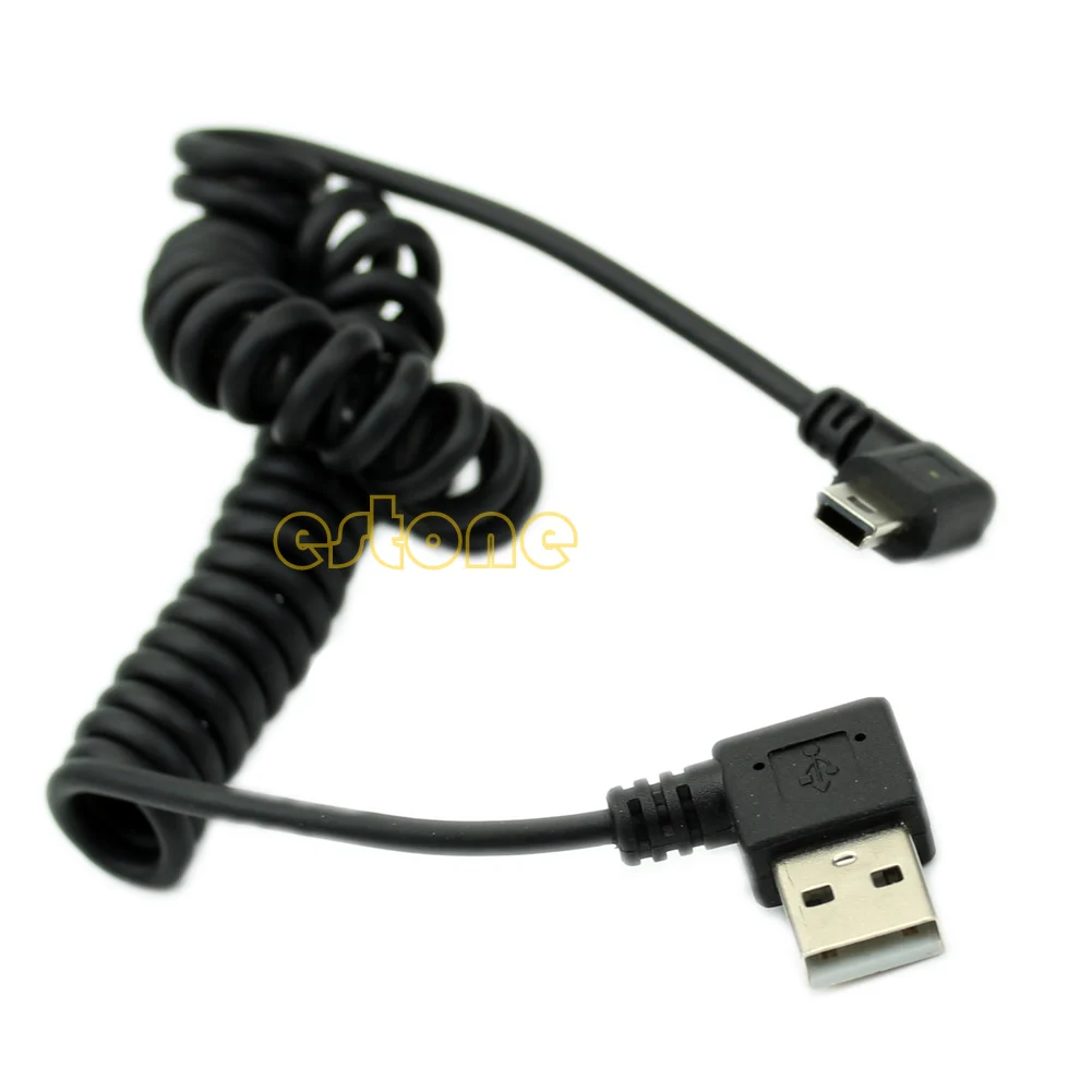 USB 2 0 Левый угол 90 градусов штекер на левый Mini B 5p Мужской пружинный кабель |