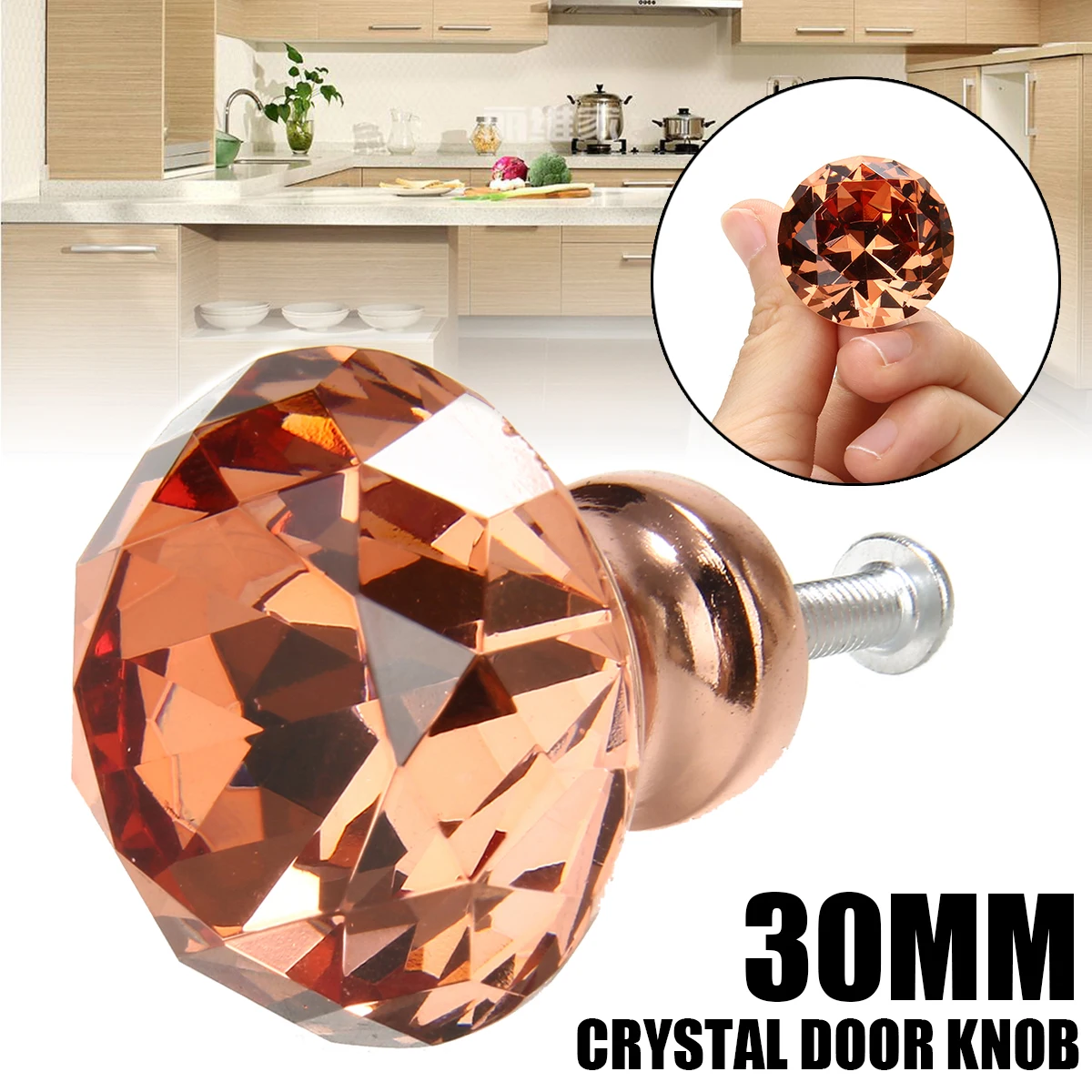 

1pcs Crystal Diamond Knob Rose Gold Furniture Kitchen Drawer Cabinets Handles Dresser Pulls Closet Decoration Handle