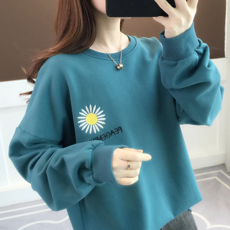 

Women M-3XL High Quality Fashion Printing Sweater T-shirt Long Sleeve Cotton Loose Sweatshirt Round Neck Top