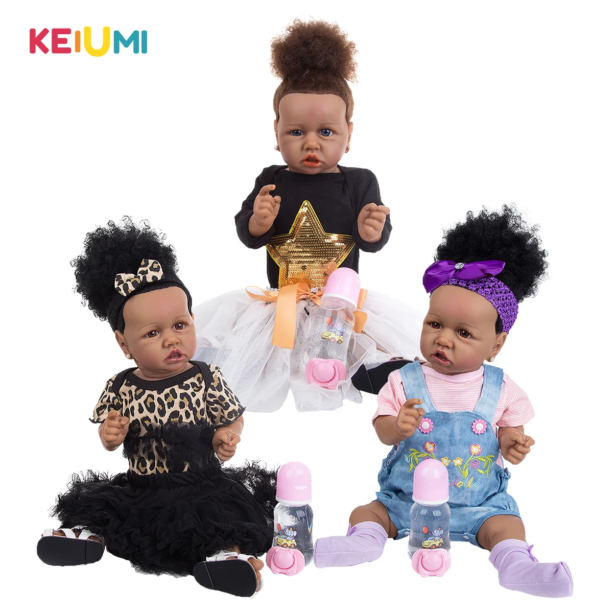 Кукла KEIUMI Black Africa Reborn полностью силиконовая 23 дюйма Реалистичная для