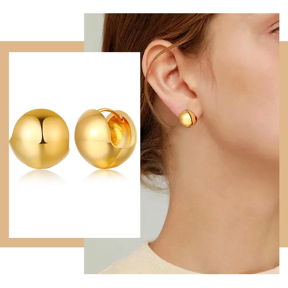 Изящные серьги гвоздики в стиле бохо простой толстый шар золотого цвета латунные