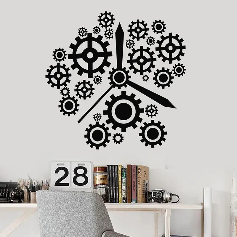 Шестеренки настенные Переводные картинки время работы часы офисная студия