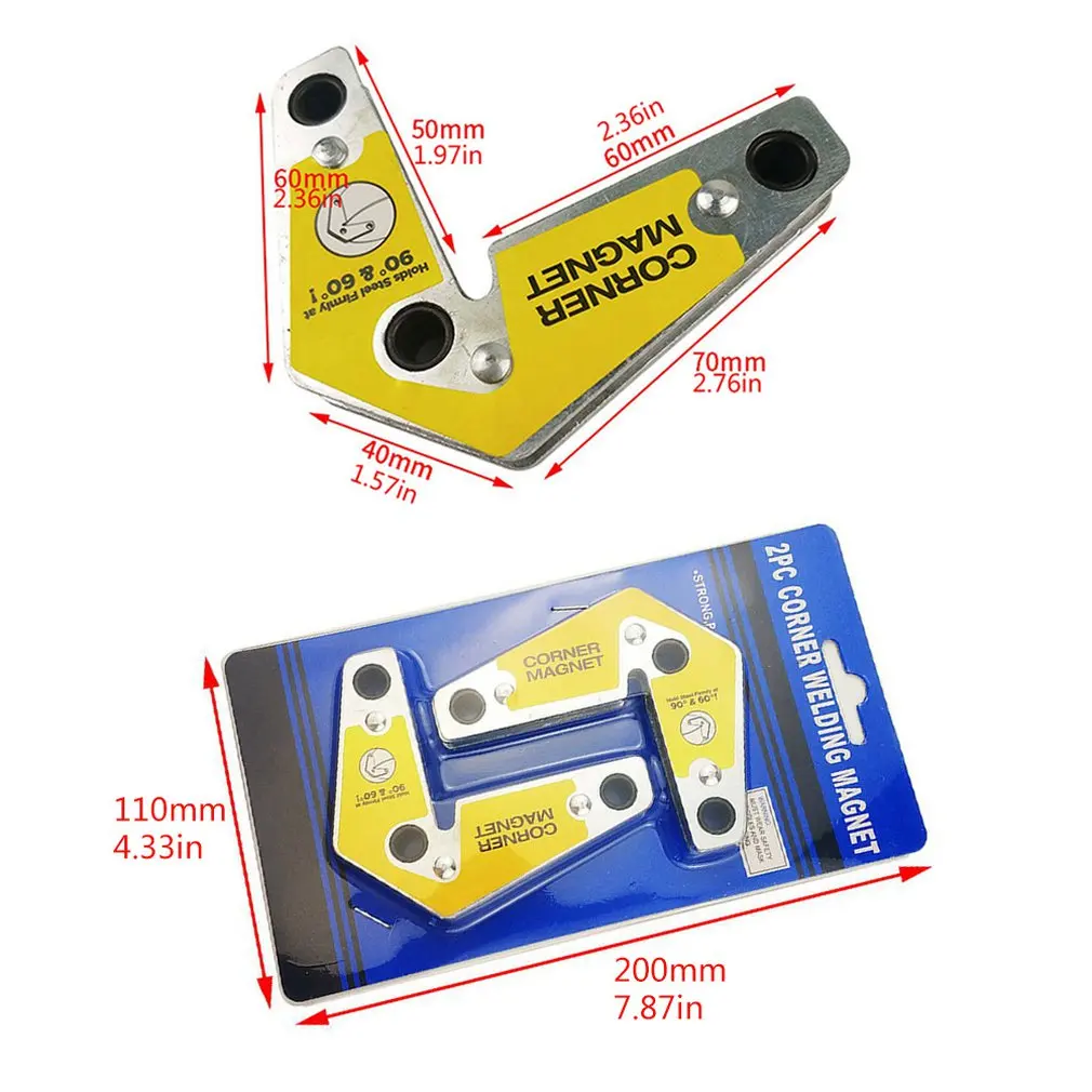 

2Pcs Soldering Locator Welding Magnets Strong Dual-Use Magnetic Holder Internal Right Angle Fixator 60 90
