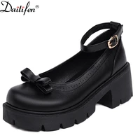 daitifen concise women mary jean shoes butterfly knot girls lolita shoes shallow platform female t strap pumps spring autumn