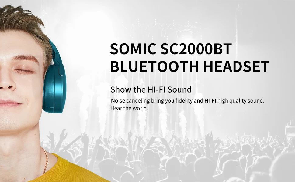 Somic SC2000BT высокое качество музыка стерео 5,0 Bluetooth беспроводной микрофон гарнитура+ проводной 3,5 мм аудио кабель Bluetooth гарнитура