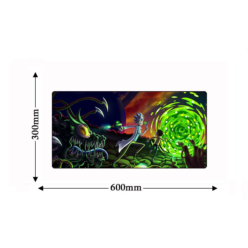 Большой Противоскользящий коврик для мыши компьютера аниме Рик Морти 600*300 мм
