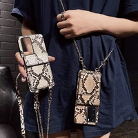 new snakeskin pattern card holder phone case for huawei p40 30 pro mate30 30pro luxury strap soft silicone lanyard cover