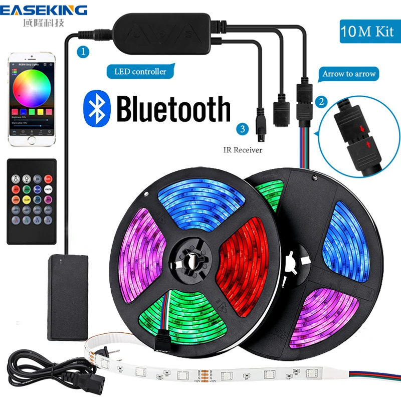 

Светодиодная лента RGB 5050 с поддержкой Bluetooth, гибкая лампа-лента для праздника, Рождества, Нового года вечерние, Светодиодная лента для спальн...