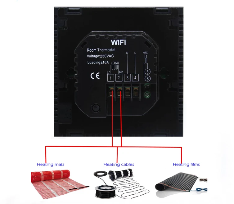 4 шт./упак. Black16A Wi-Fi Электрический термостат программируемый напольного нагрева комнаты Температура контроллер 220-240V