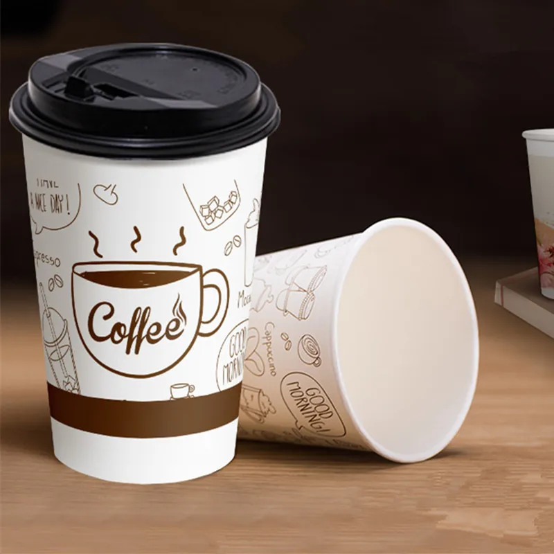500 шт. одноразовые чашки для кофе сока молока чая 12 унций/14 унций/16 унций 300