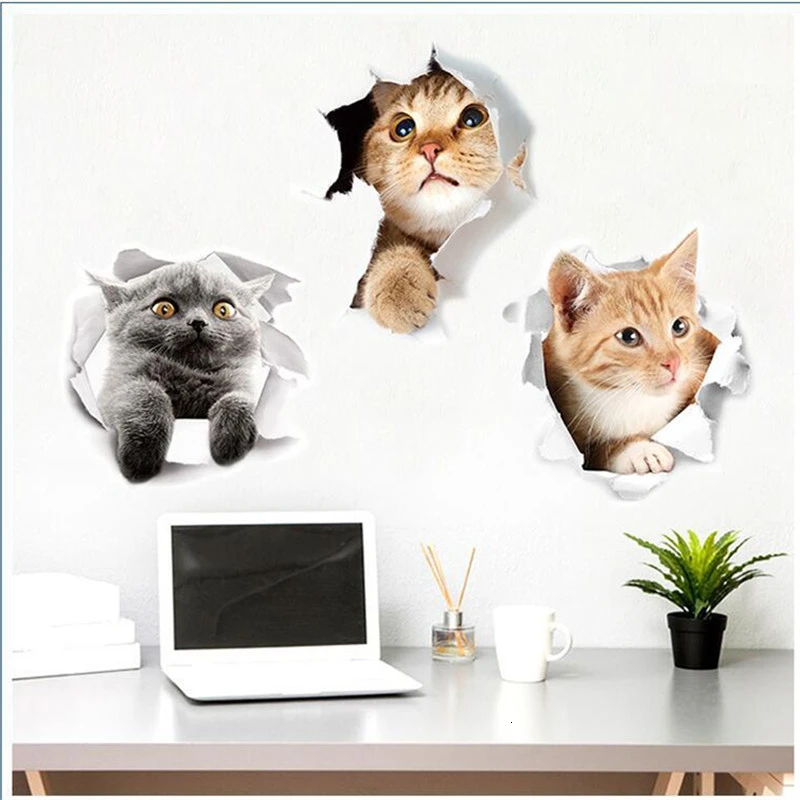 DIY 3D милый котенок животное стикер на стену с кошкой комнаты Декоративные
