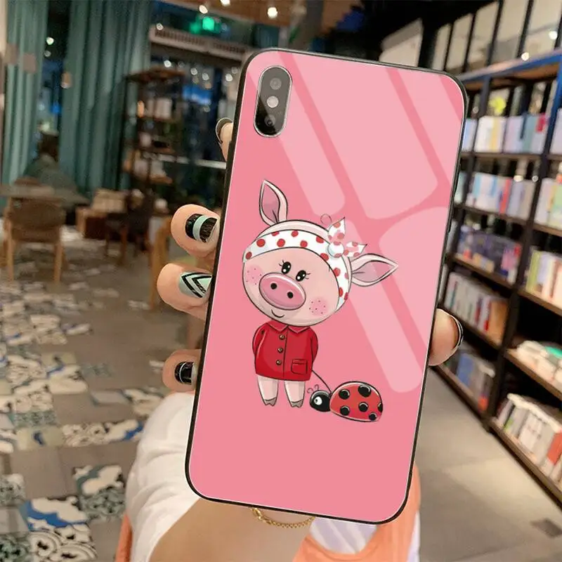 

Cute pink pig Shell Phone Case Tempered Glass For iPhone 11 Pro XR XS MAX 8 X 7 6S 6 Plus SE 2020 case