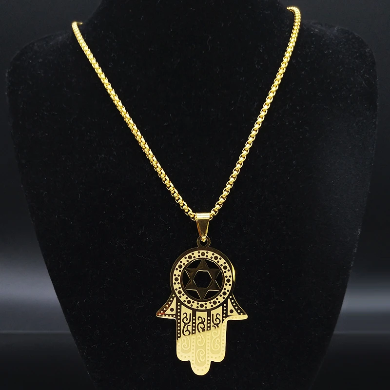 Мужское ожерелье из нержавеющей стали в форме гексаграммы звезды