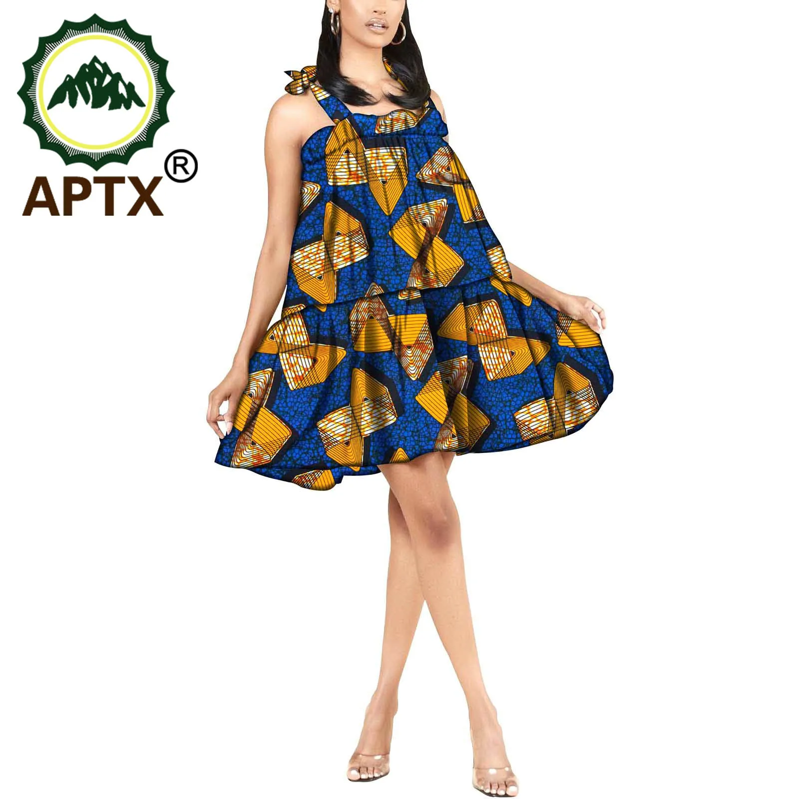 

African Women's Dress 2021 Ankara Style Elegant Loose Plus Size Ladies Clothing Wax Pure Cotton Female Party Short Above Knee