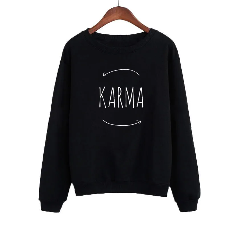 Милые пуловеры Karma Tumblr с круглым вырезом осенняя модная женская толстовка черно - Фото №1