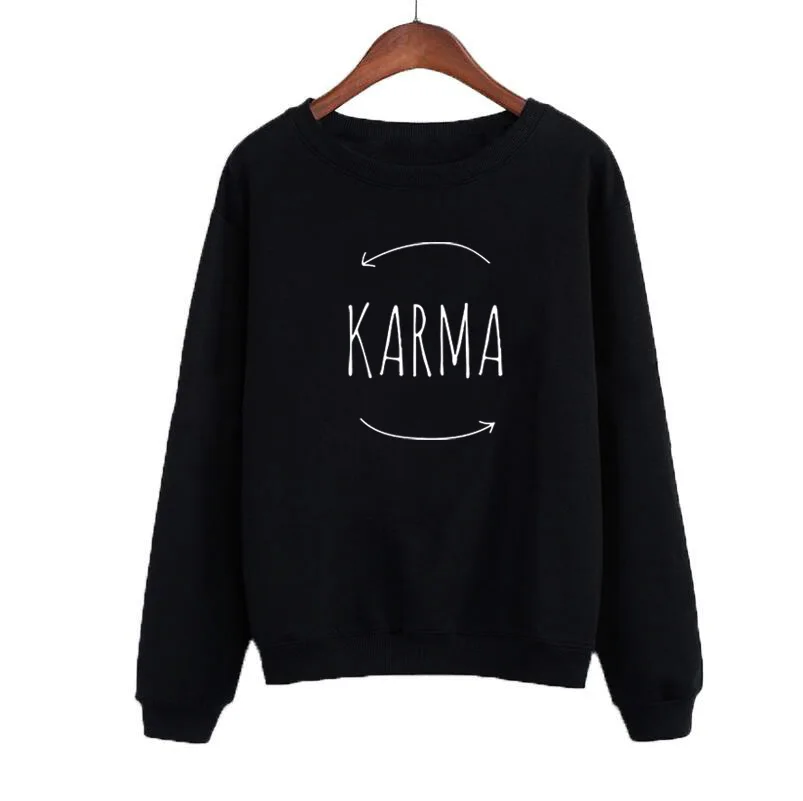 Милые пуловеры Karma Tumblr с круглым вырезом осенняя модная женская толстовка черно