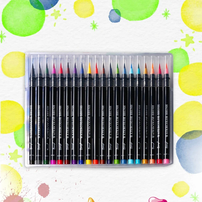 

20 Colors Watercolor Soft Pen Brush Tip Marker Art Markers Calligraphy Pens Drawing Coloring Books Manga Stationery Supplies