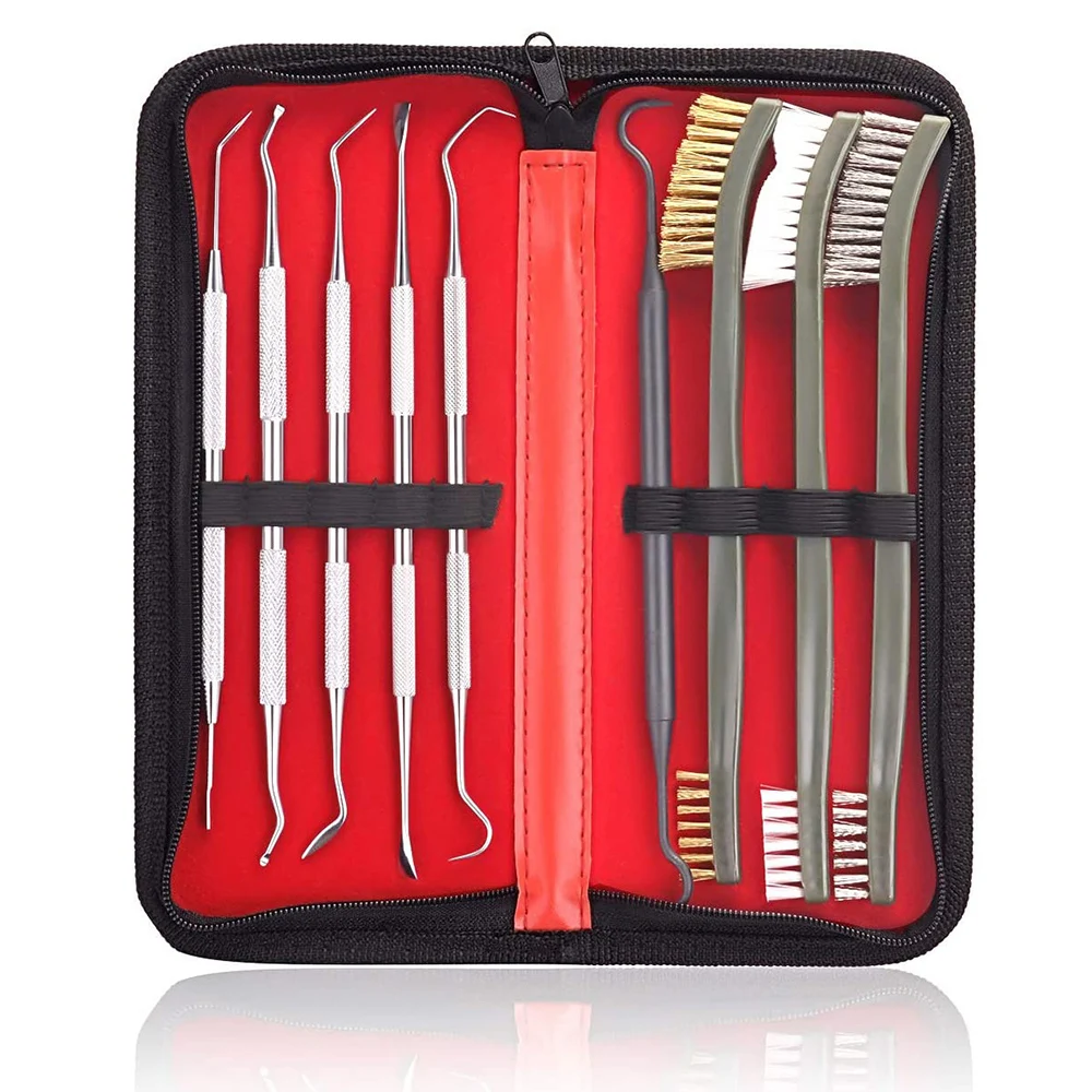 

Pistol Rifle Gun Cleaning Brushes Picks Kit Set Brass Copper Steel Nylon Stainless Steel Ploymer Pick Set Bristle Brushes