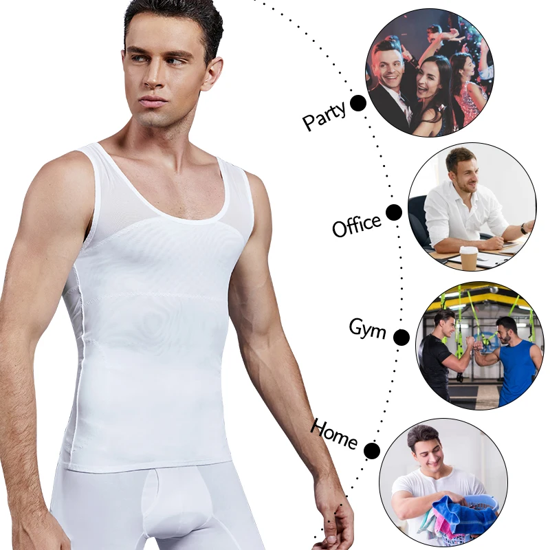 Men Slimming Body Shaper Compression Shirt Tummy Control Summer Underwear Waist Trainer Vest Workout Shapewear Fitness Tank Tops