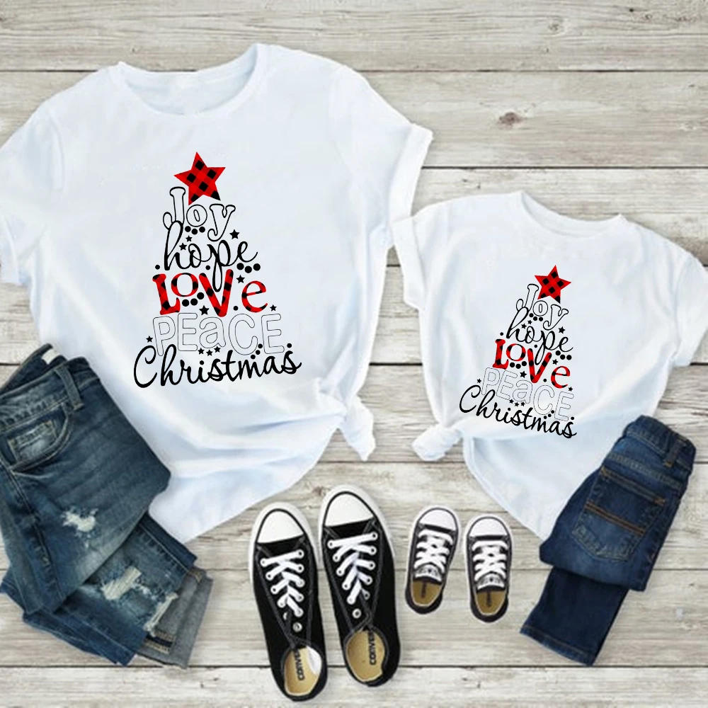 

Mother Daughter Family Christmas Tshirt 2021 New Year Durable T-shirt High Quality Mom Daughter Dad Son Fashion Streetwear Tops