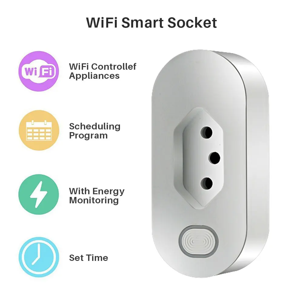 WiFi Smart Plug бразильский стандарт 16A интеллектуальная розетка синхронизации с монитором энергии управление приложением работает с Alexa Google Assistant