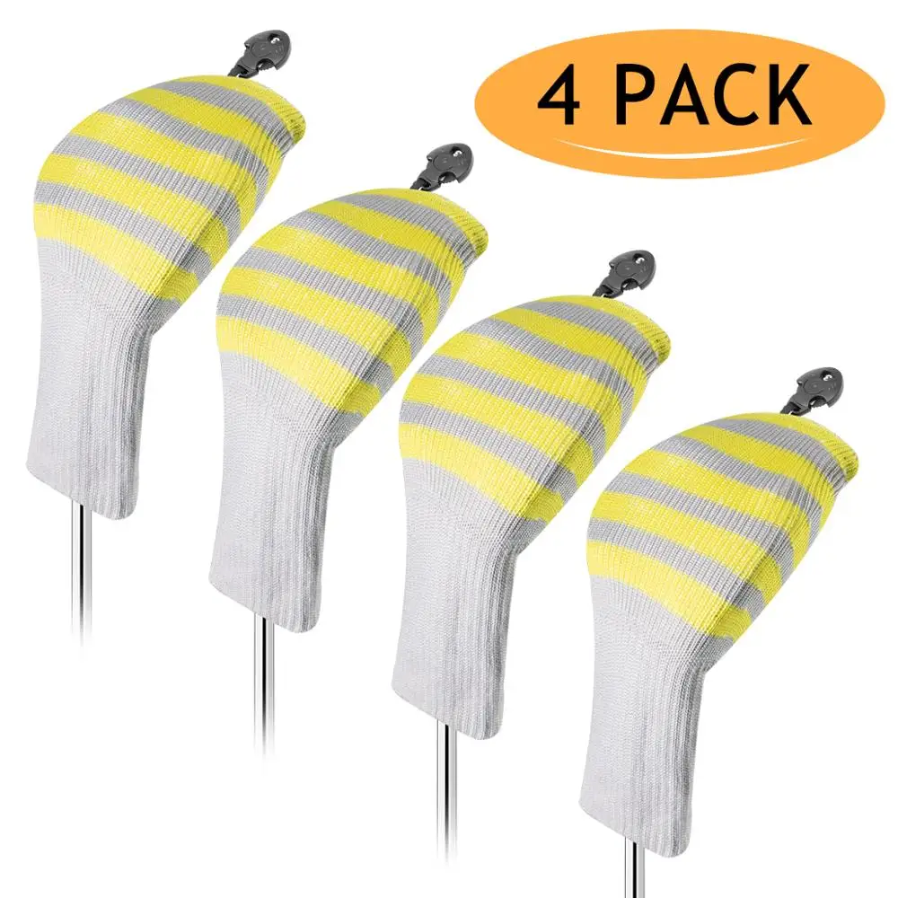 4 шт. гибридные головные уборы для гольфа в желтую полоску|Головка клюшки| |
