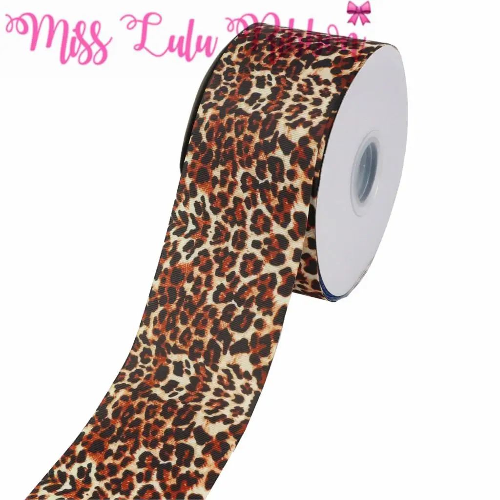 

16mm-75mm Leopard Series Zebra Pattern Printed Grosgrain/Foe Ribbon Black and White DIY Hair Bowknots 50yards/roll