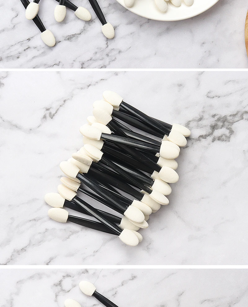 25 Pcs Professional Sponge Stick Eye Shadow Applicator Cosmetic Brushes Double-head Eyeshadow Brush For Women Makeup Tools