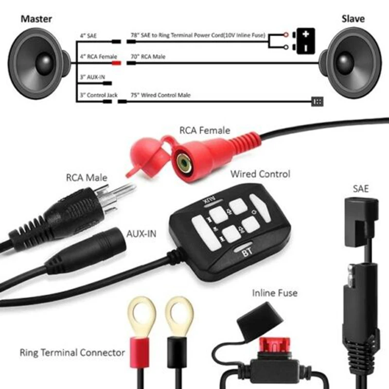 

2 Channel 4.5 Inches Motorcycle Bluetooth Speakers 600W Amplifier Stereo Audio