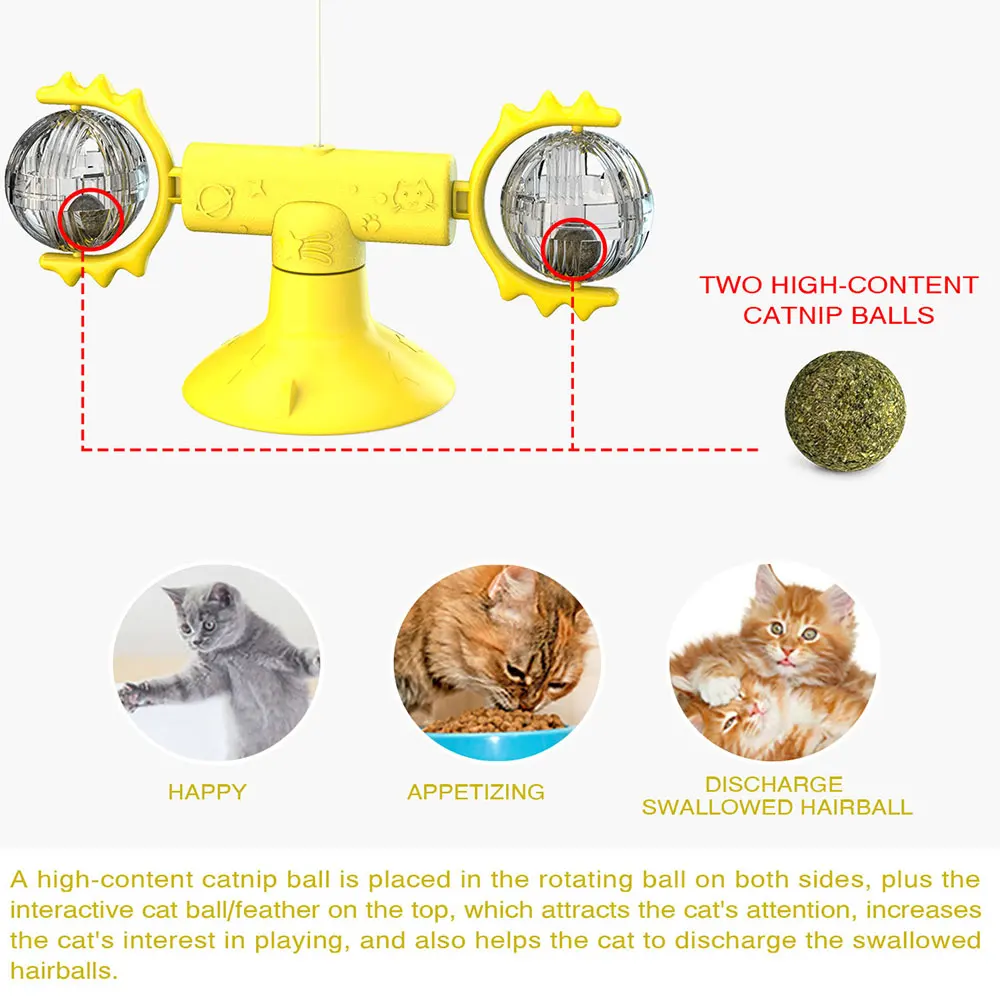 

New Pet Toy Funny Cat Turntable Toy Funny Cat Stick Pet Windmill Interactive Toy Tumbler Spring Man Puzzle Training Pet Supplies