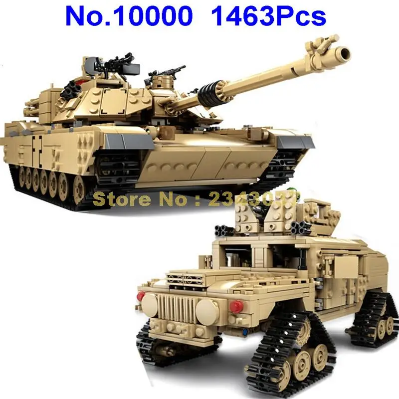 10000 1463 шт. 2 в 1 Военный танк 1:28 Abrams M1a2 гусеничный автомобиль 5 строительный блок