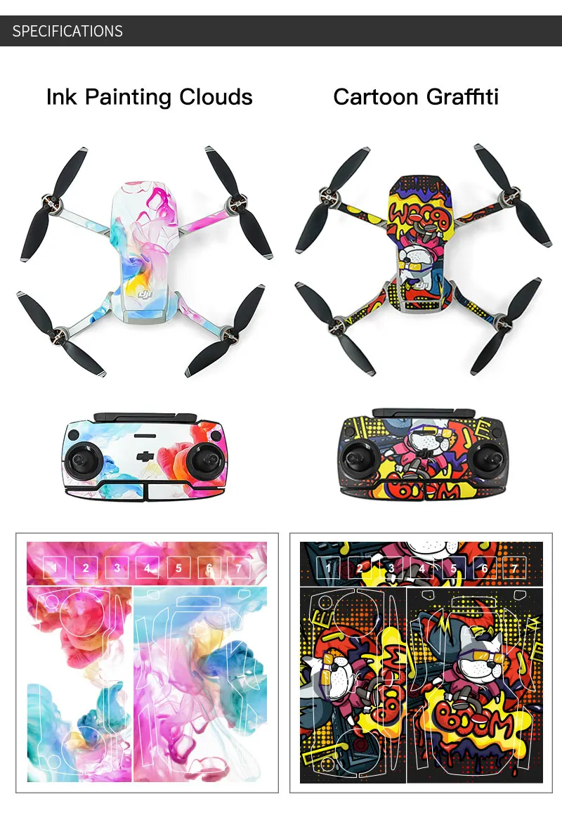 Для DJI Mavic мини наклейка гладкая защитная пленка ПВХ корпус пульта дистанционного