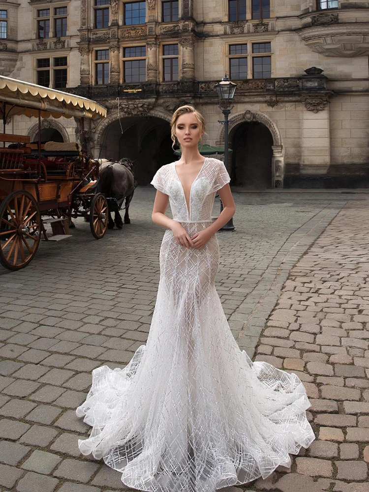 

BAZIIINGAAA Simple Wedding Dress Lace Little Beading Strapless Dress Luxury Wedding Gowns Bridal Can Be Washed Bride Dresses