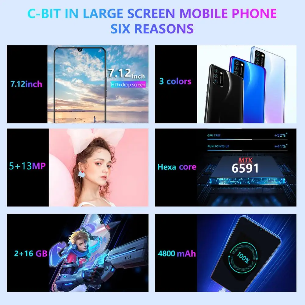 

SOYES M21 Global Version Smartphone Facerecognition 13MP 3Camera 5MP 7.12'' Fullview Android 4800mAh Hexa Core 2+16GB Cell Phone