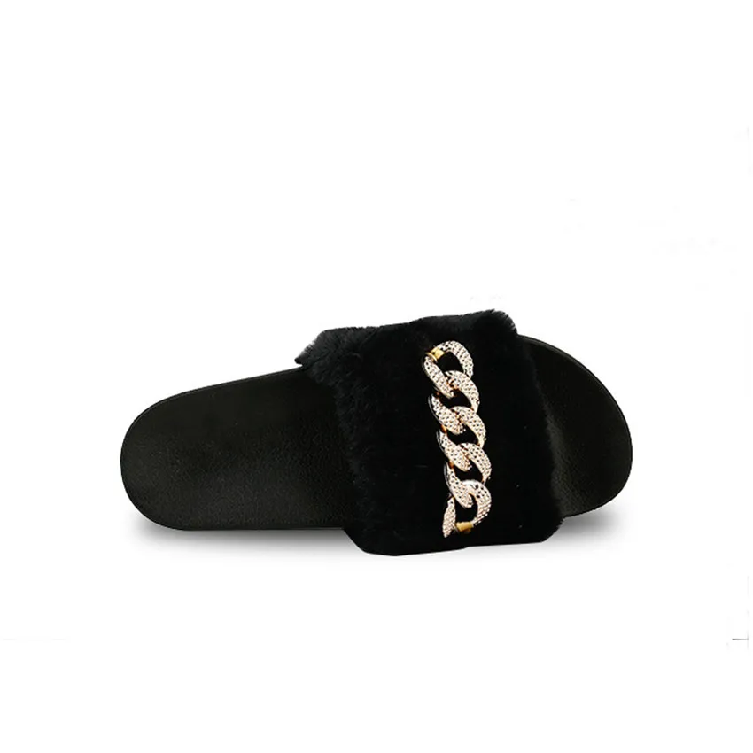 

Maggie's Walker New Metal Chain Spring Slippers Fashion Womens Shoes Indoor Warm Slipper Festival Gift Zapatos De Mujer