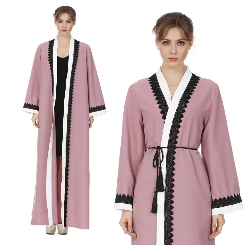 Мусульманское кружевное комбинированное пальто плащ-Кафтан для женщин Абая