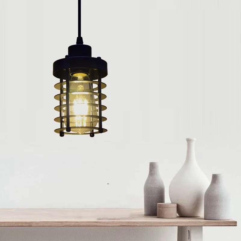 Скандинавский Черный винтажный промышленный подвесной светильник s
