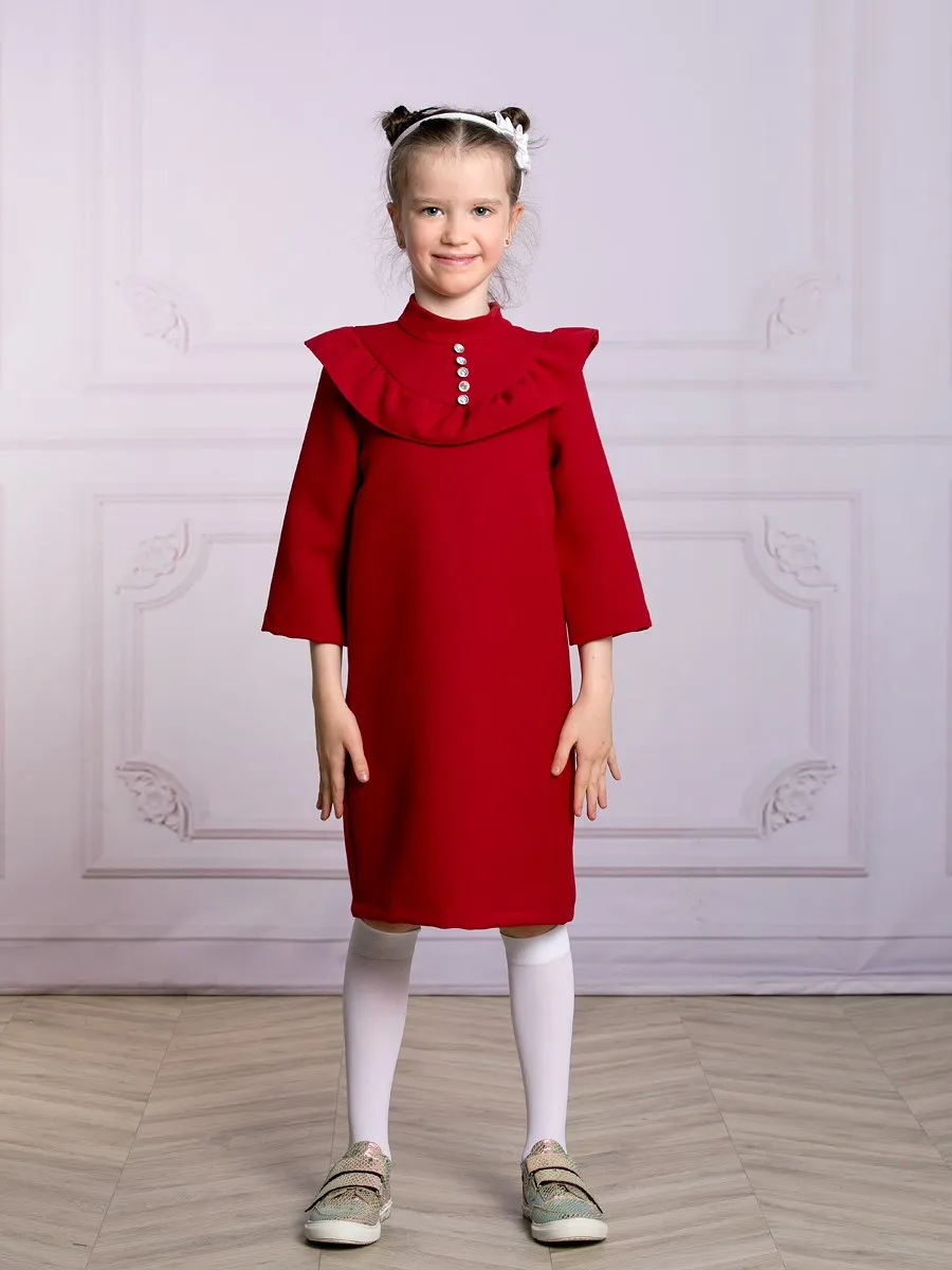 Платье для девочки Viva Baby D1511-1 красный | Детская одежда и обувь