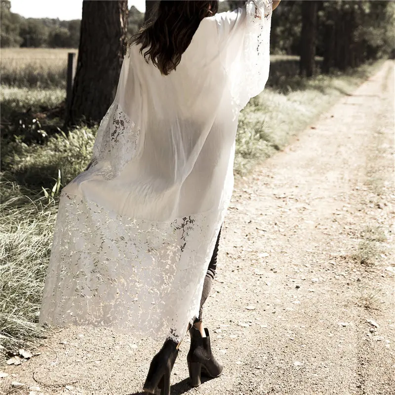 2019 Sexy See Through Patchwork women Summer Beach Wear Bikini Wrap Dress Swimwear Cover-ups Lace Tunic Swimsuit Cover Up WN847 |