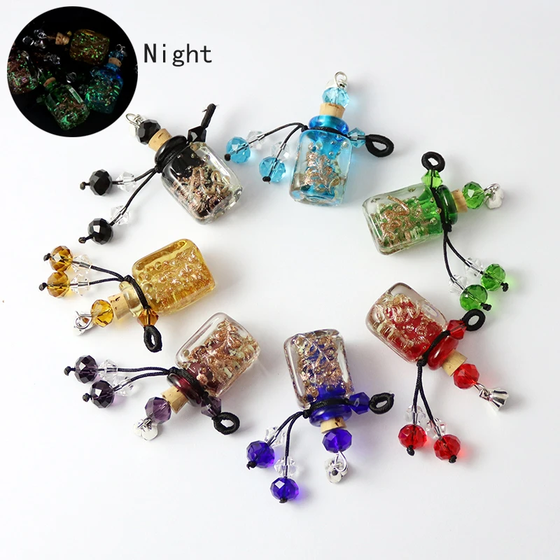 2 шт. муранское стекло подвеска в виде бутылочки парфюма светящаяся темноте