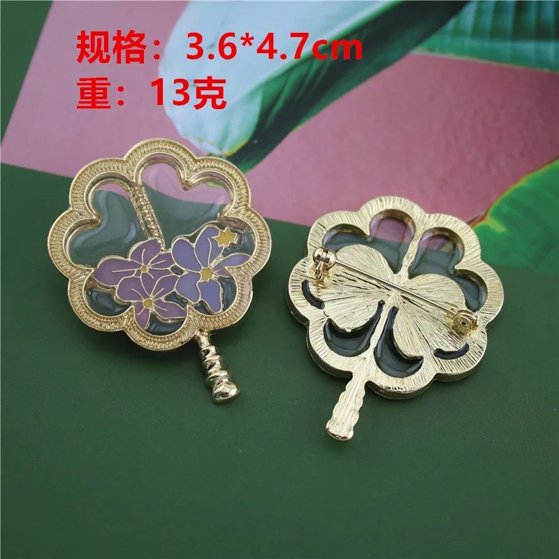 Qingdao factory semi-permeable oil dripping process alloy fan enamel brooch elegant retro corsage female | Украшения и аксессуары