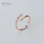 Женское регулируемое кольцо Modian, простое кольцо из настоящего серебра 925 пробы, цвет розовое золото, обручальное, минималистичное ювелирное изделие