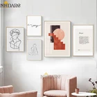 Современные модные ретро линии фигуры абстрактные украшения Плакаты и искусство стены для гостиной домашний декор