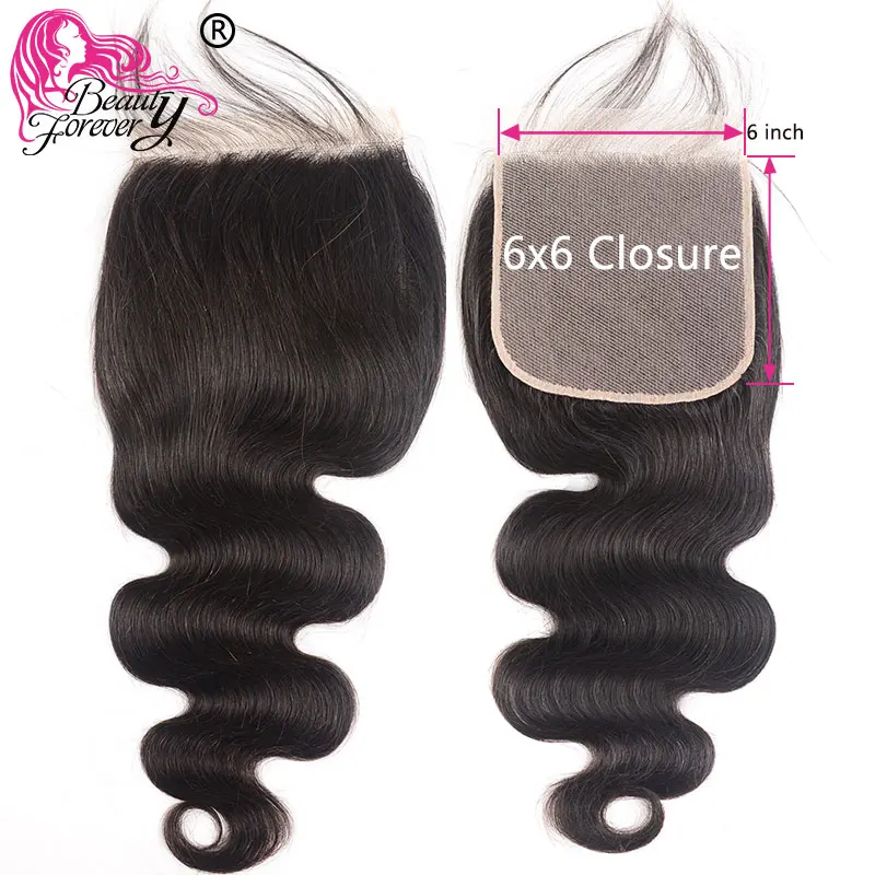 Beauty forever Hair 6*6 волнистые бразильские волосы с закрытием шнурка свободная часть Remy человеческие волосы на шнуровке